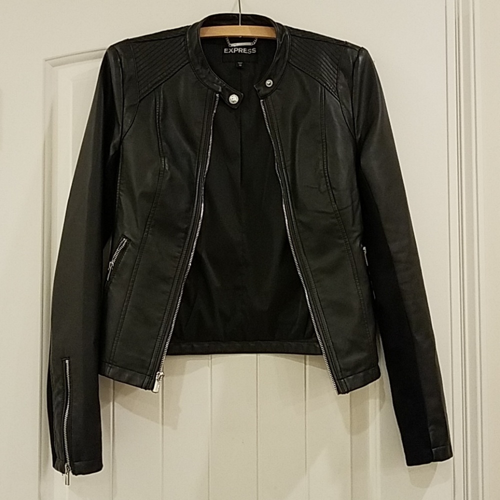 Like New Express Faux Leather Peplum Jacket